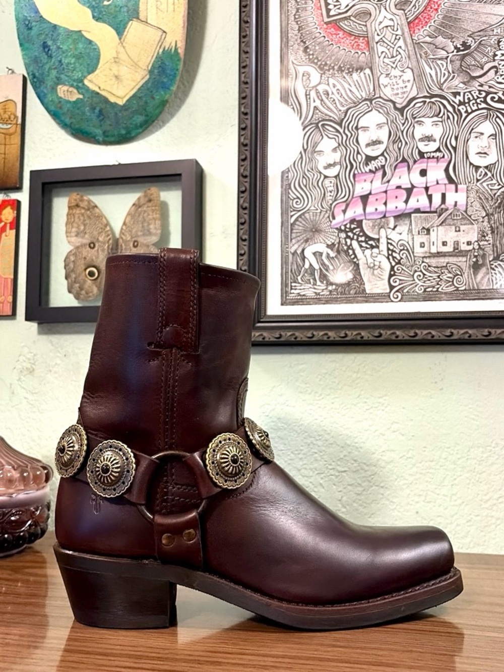 🌵BRAND NEW Frye 8R Biker Boots w/ Custom Concho Harnesses🌵